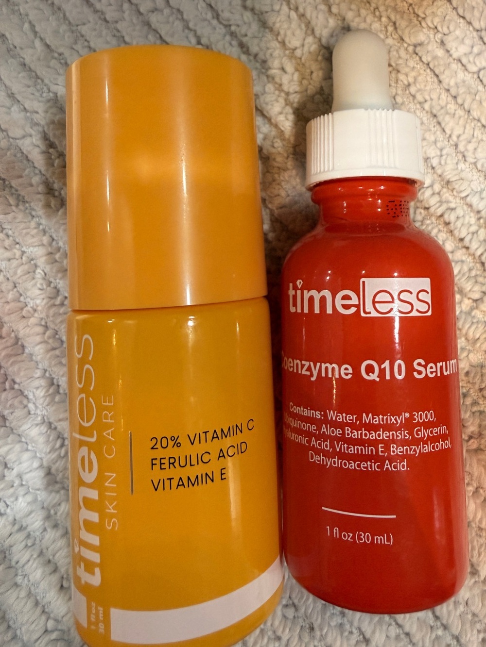 TIMELESS 20% Vitamin C Serum AND Coenzyme Q10 Face Serums Full Sizes LOT